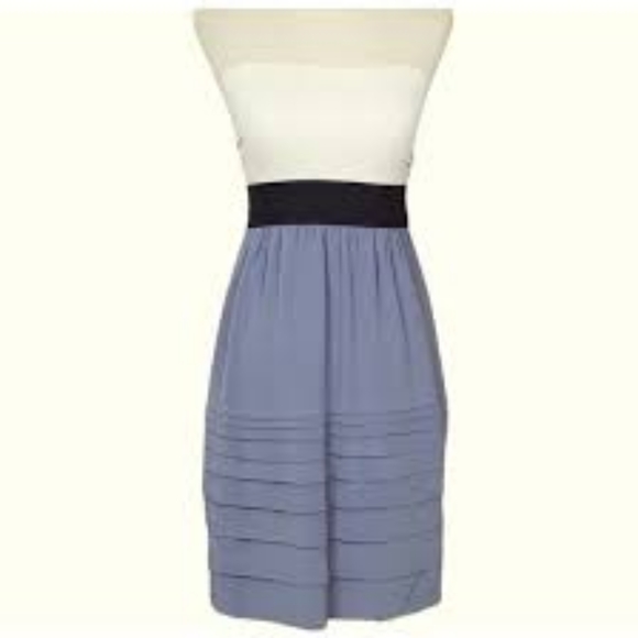 Theory Zelena Strapless Dress Silk Color block One size Blue Black - Picture 8 of 8